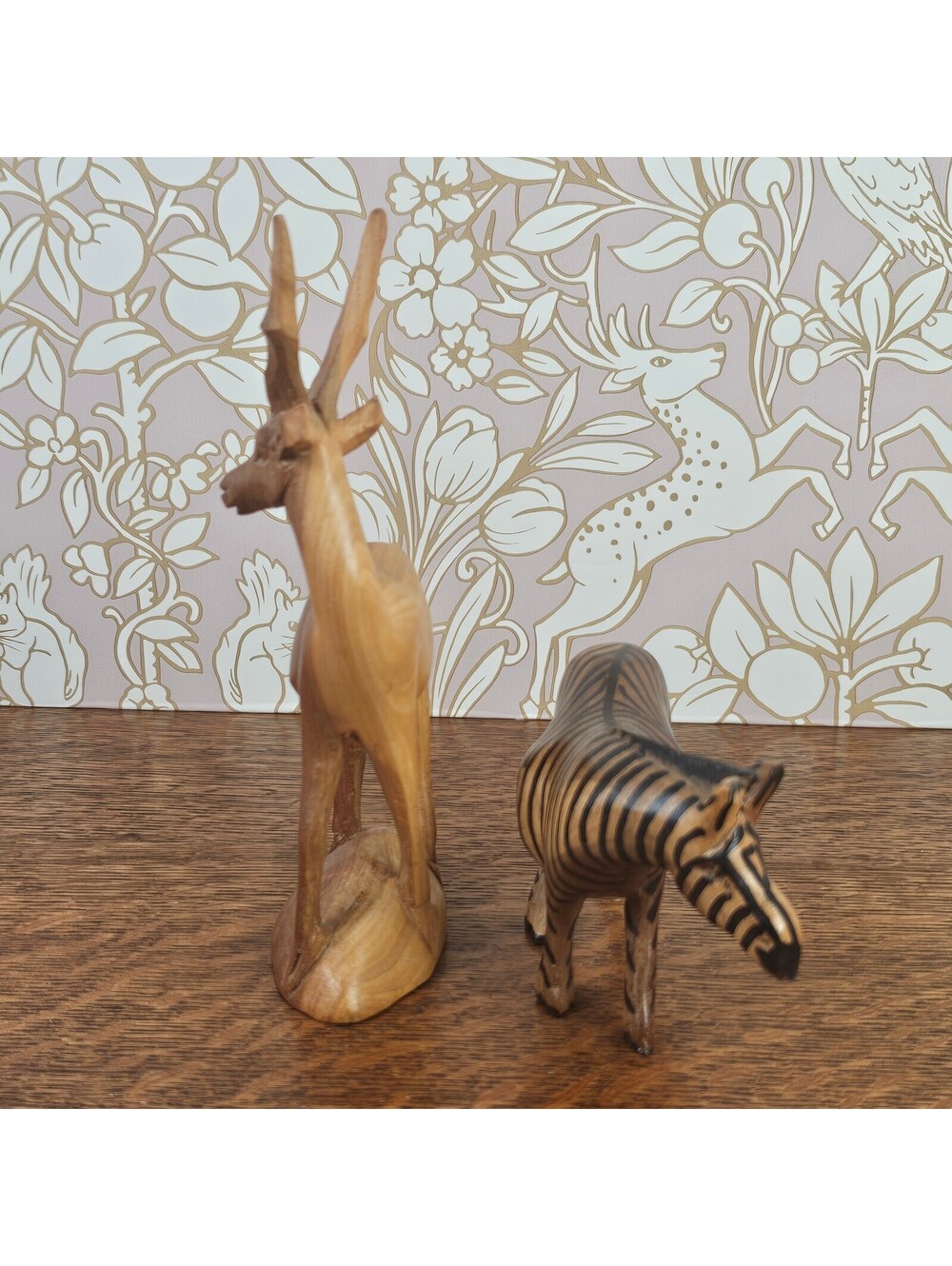 Vintage Hand Carved Wood Zebra & Gazelle Figurines African Safari Lot - Picture 3 of 15
